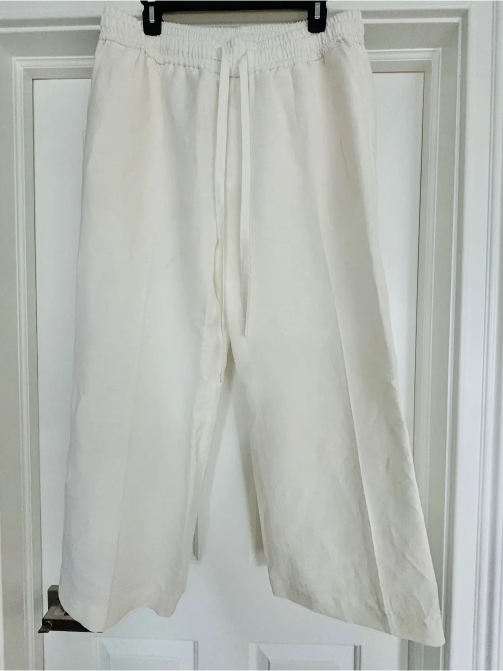Men’s Dolce & Gabbana Cream Wide-Leg Drawstring Linen Pants Custom- short length